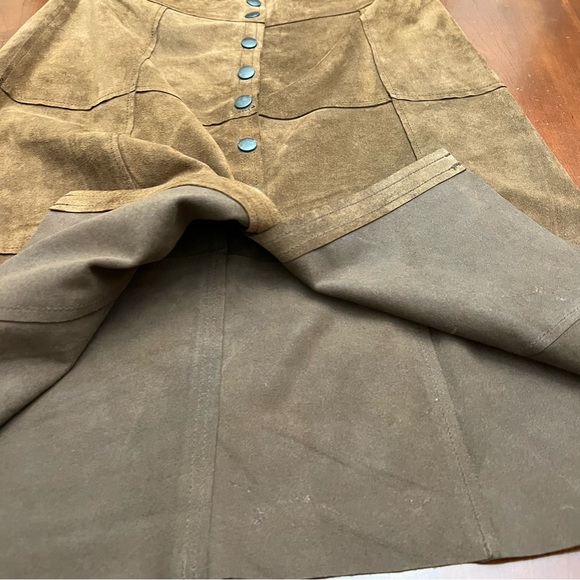 Vintage Gap Suede Leather Knee Length a-line Pencil Skirt Brown sz4, 14.5” waist - Picture 5 of 12